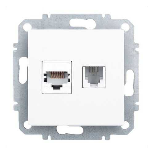 Розетка Еthernet RJ-45 и телефонная RJ-11 Zakru BIEN (Белый) в Касторама