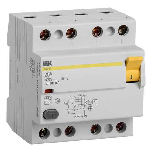 Выключатель ВД1-63, 4 п, 25 А, 300 мА, AC, MDV10-4-025-300 в Касторама