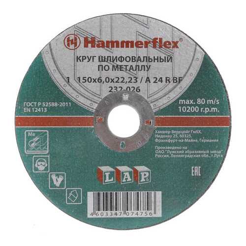 Шлифовальный диск по металлу для угловых шлифмашин Hammer Flex 232-026 (86947) в Касторама